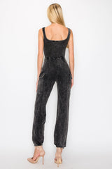 DOUBLE TAKE Mineral Wash Corset Tank/Cargo Jumpsuit