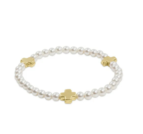 ENewton SIGNATURE CROSS Pattern 4mm PEARL Bracelet