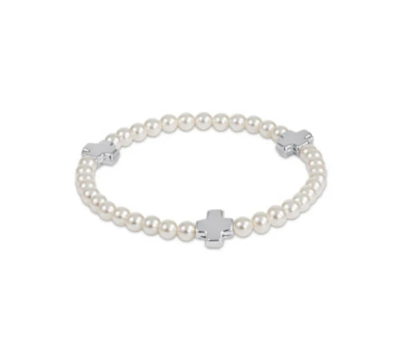 ENewton SIGNATURE CROSS Pattern 4mm PEARL Bracelet