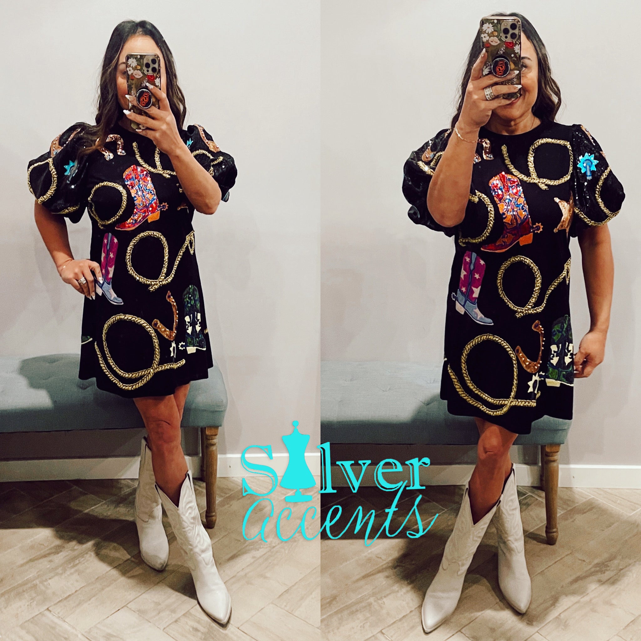 QUEEN OF SPARKLE Sequin COWGIRL Icon Dress