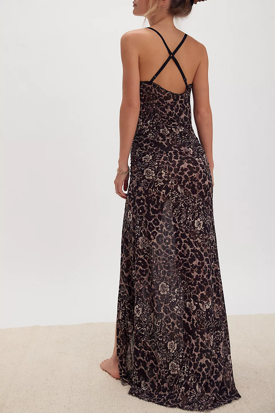 FREE PEOPLE Maxi CONCRETE JUNGLE Slip Dress Silver Accents FREE PEOPLE Maxi CONCRETE JUNGLE Slip Dress Silver Accents