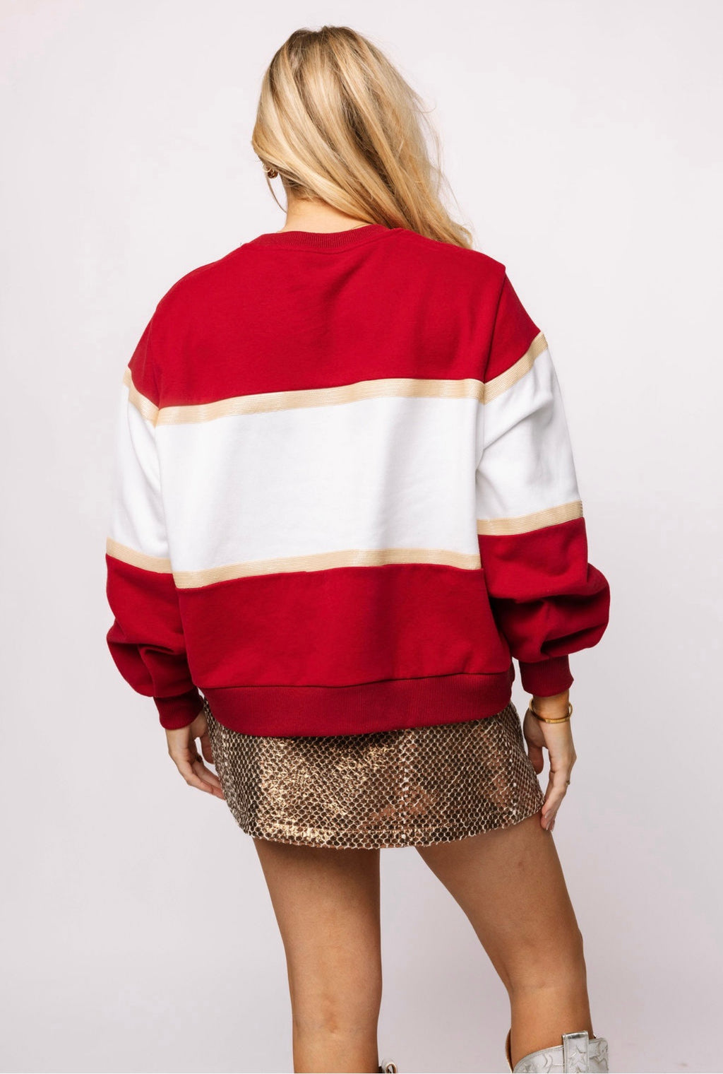 QUEEN OF SPARKLE  OU ColorBlock Jewel Letter Sweatshirt