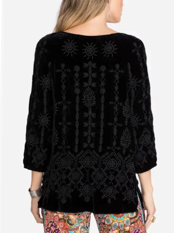 Johnny was claude sales velvet peasant blouse