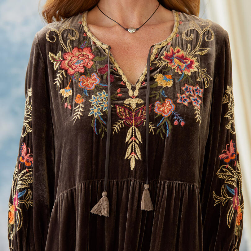 JOHNNY WAS Embroidered TALINE Velvet Top Silver Accents JOHNNY WAS Embroidered TALINE Velvet Top Silver Accents