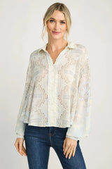 FREE PEOPLE Print VIRGO BABY Button Down Top