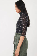 FREE PEOPLE Floral GATHER Mesh Tee