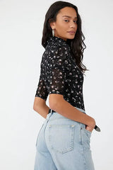 FREE PEOPLE Floral GATHER Mesh Tee