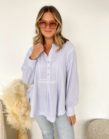 FREE PEOPLE Pinstripe EDGE Washed Shirt