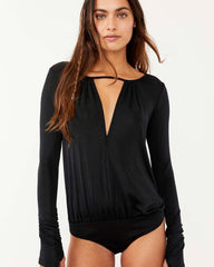 FREE PEOPLE KAYA RUCHED SLEEVE BODYSUIT