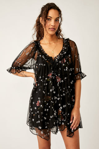 FREE PEOPLE Floral WITH LOVE Mesh Overlay Dress