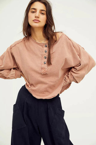 FREE PEOPLE RoundHem MELODI Henley TOP