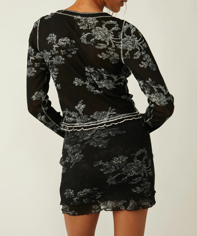 FREE PEOPLE Mesh GARNER Long Sleeve Tee