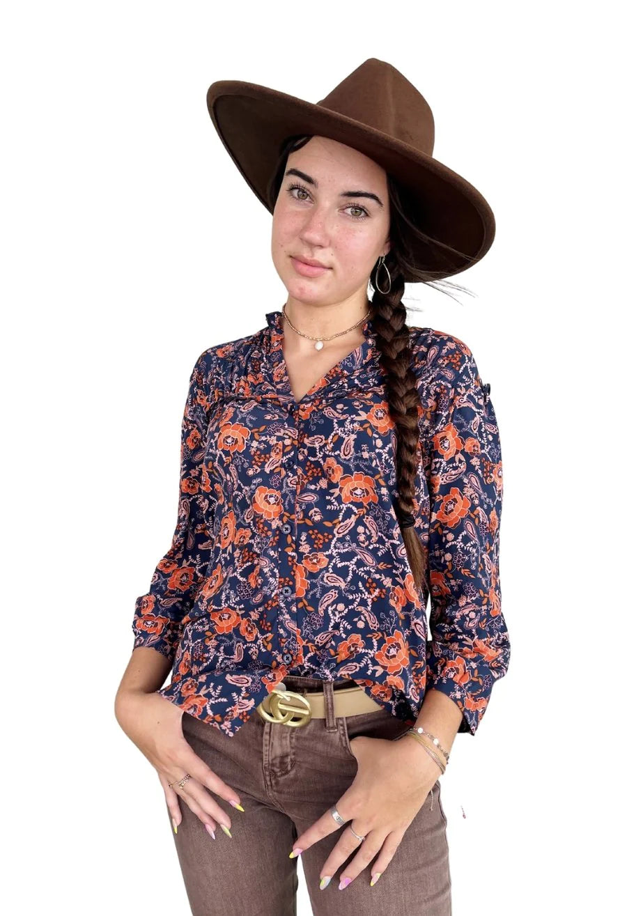DEAR JOHN Floral RITA ButtonDown Top