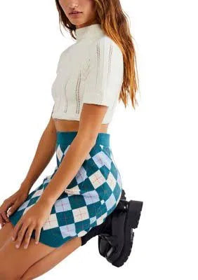 FREE PEOPLE Argyle VIOLA Sweater Mini Skirt
