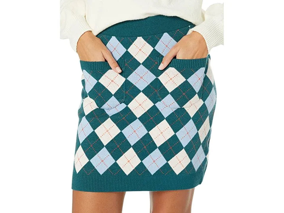 FREE PEOPLE Argyle VIOLA Sweater Mini Skirt