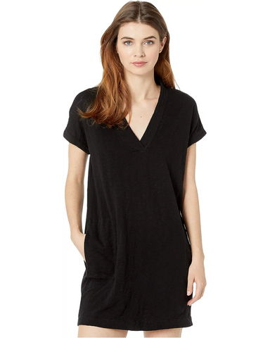 *BOBI V-neck Pocket RESORT Slub Jersey Tunic Dress