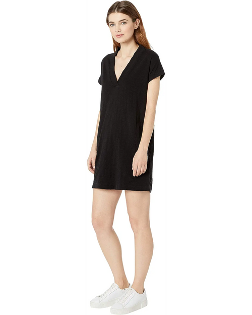 *BOBI V-neck Pocket RESORT Slub Jersey Tunic Dress