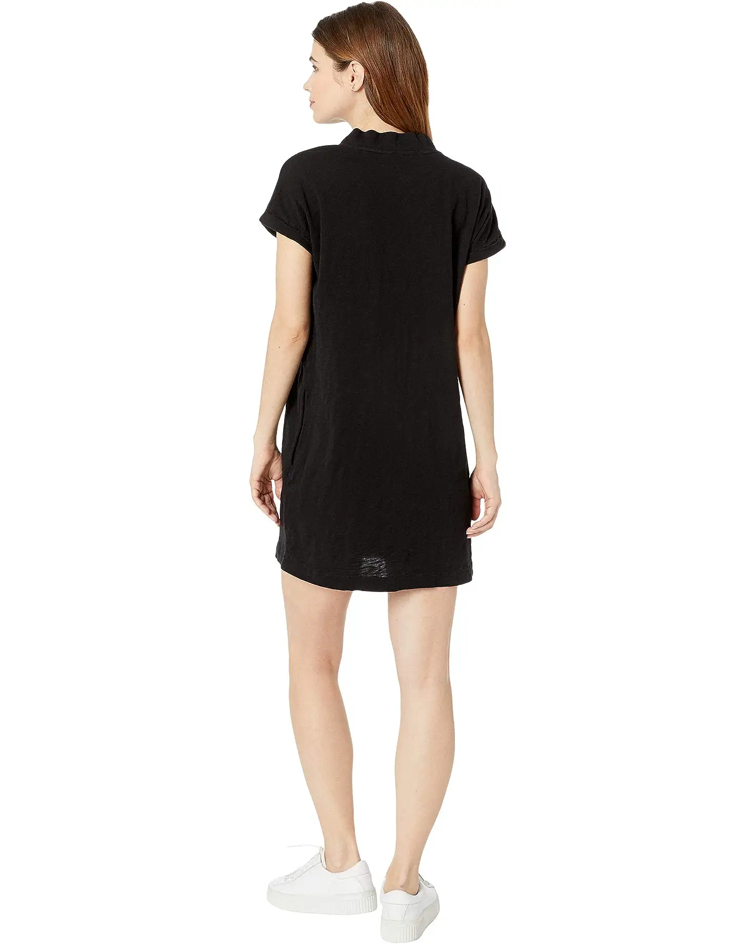 *BOBI V-neck Pocket RESORT Slub Jersey Tunic Dress