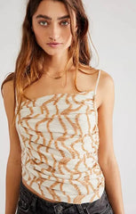 FREE PEOPLE Ruched SAND DUNES Stripe Tank Top