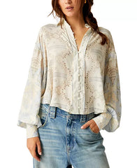 FREE PEOPLE Print VIRGO BABY Button Down Top