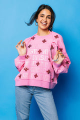 QUEEN OF SPARKLES Sequin NURSE Allover Sweatshirt