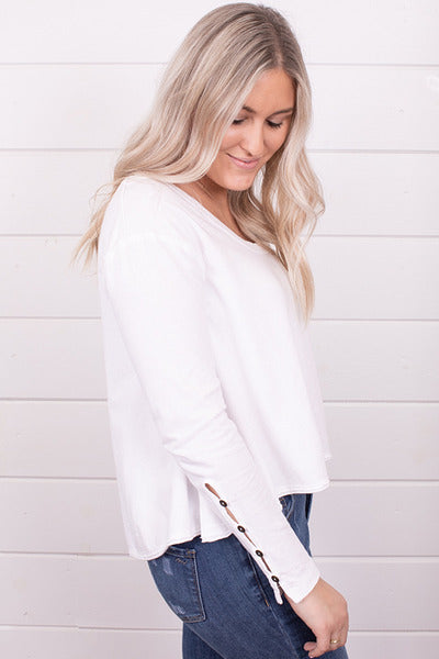 FREE PEOPLE ScoopNeck PEONY ButtonSleeve Flowy Tee Top