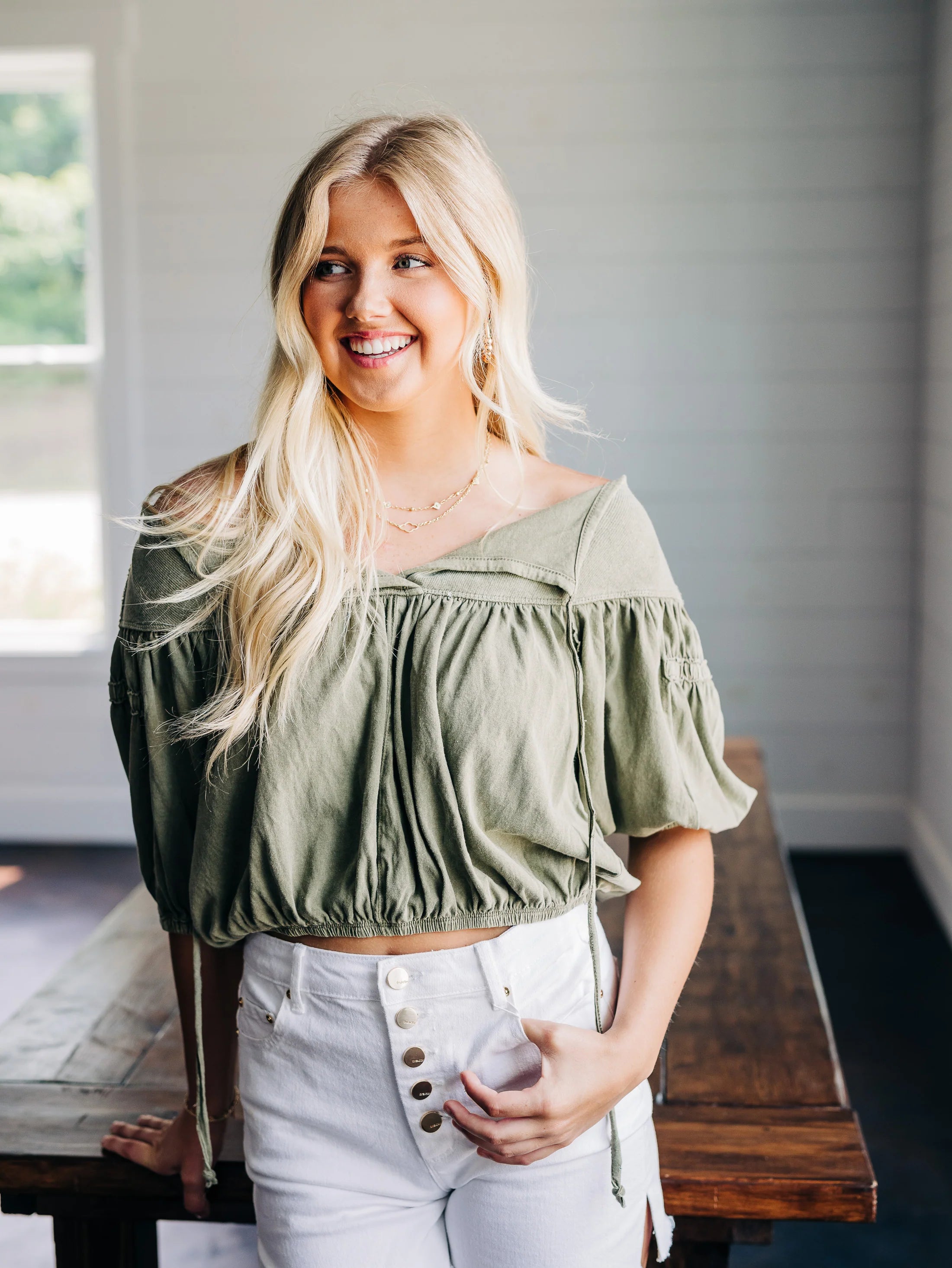 FREE PEOPLE MineralWash NO GOOD ALONE RibYoke TieFront Top