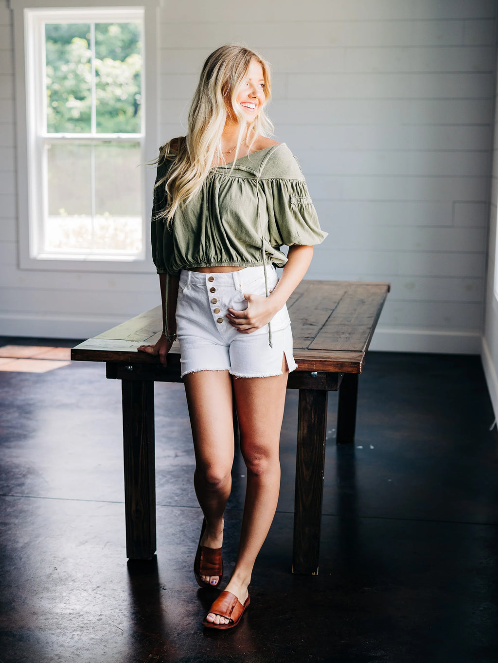 FREE PEOPLE MineralWash NO GOOD ALONE RibYoke TieFront Top