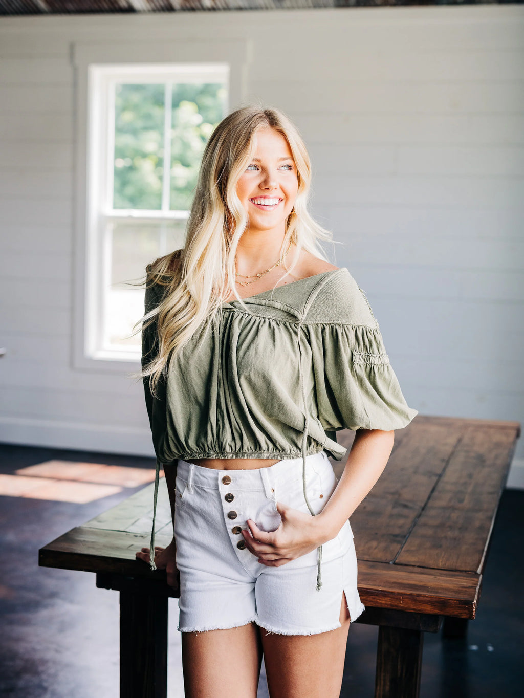 FREE PEOPLE MineralWash NO GOOD ALONE RibYoke TieFront Top