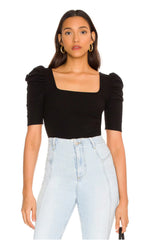 *FREE PEOPLE Ruched NIGHT LILY Short Sleeve Top