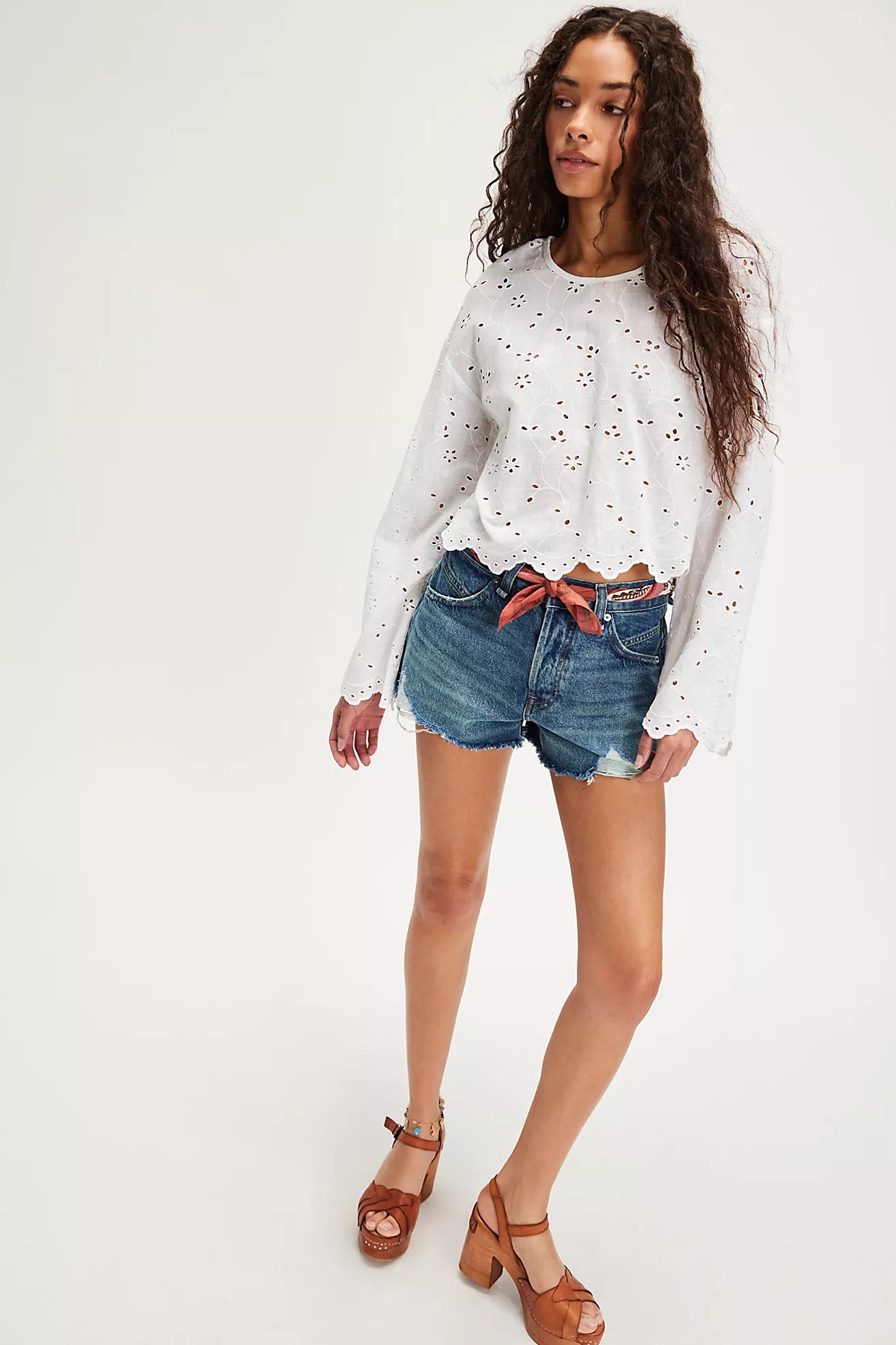 FREE PEOPLE Distressed NOW OR NEVER Denim Short