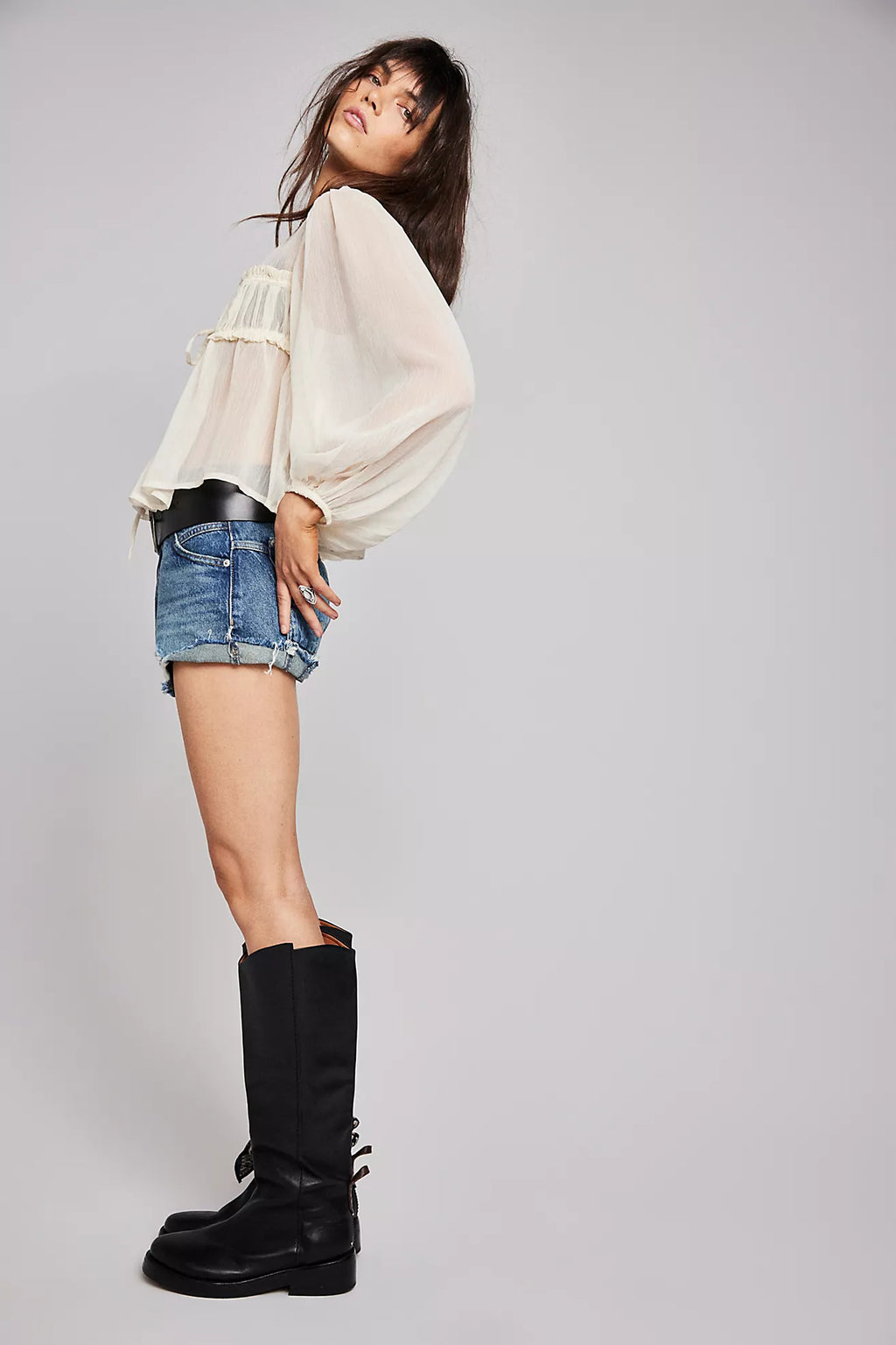 FREE PEOPLE Distressed NOW OR NEVER Denim Short