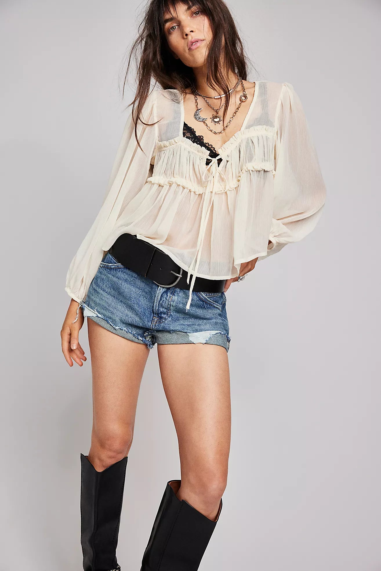 FREE PEOPLE Distressed NOW OR NEVER Denim Short