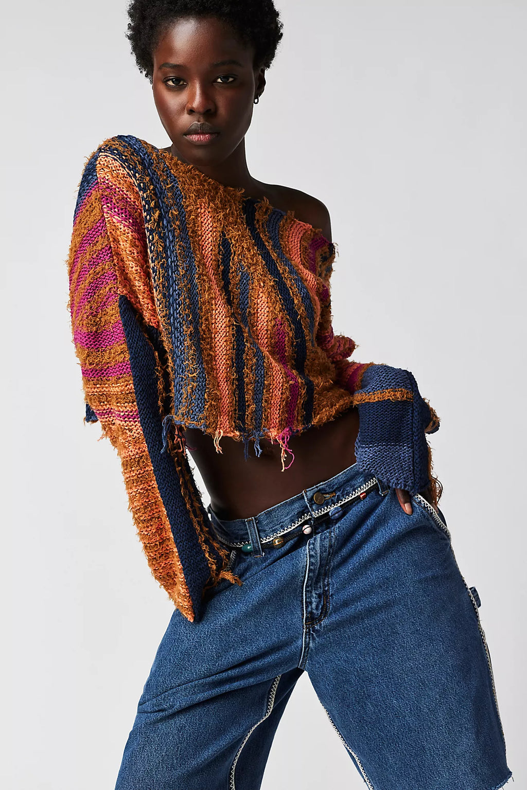 FREE PEOPLE Pullover BAJA Stripe Sweater Top