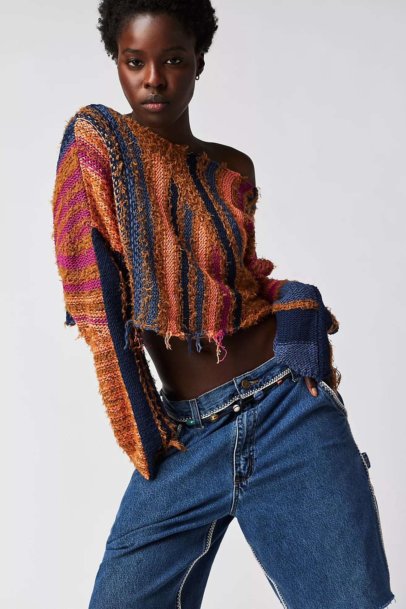 FREE PEOPLE Pullover BAJA Stripe Sweater Top