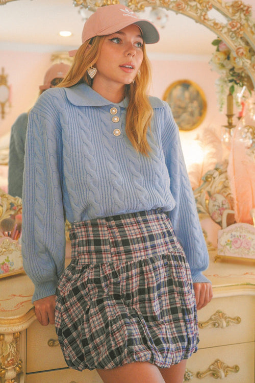 *OPTIMISM CableKnit Pearl Button Polo