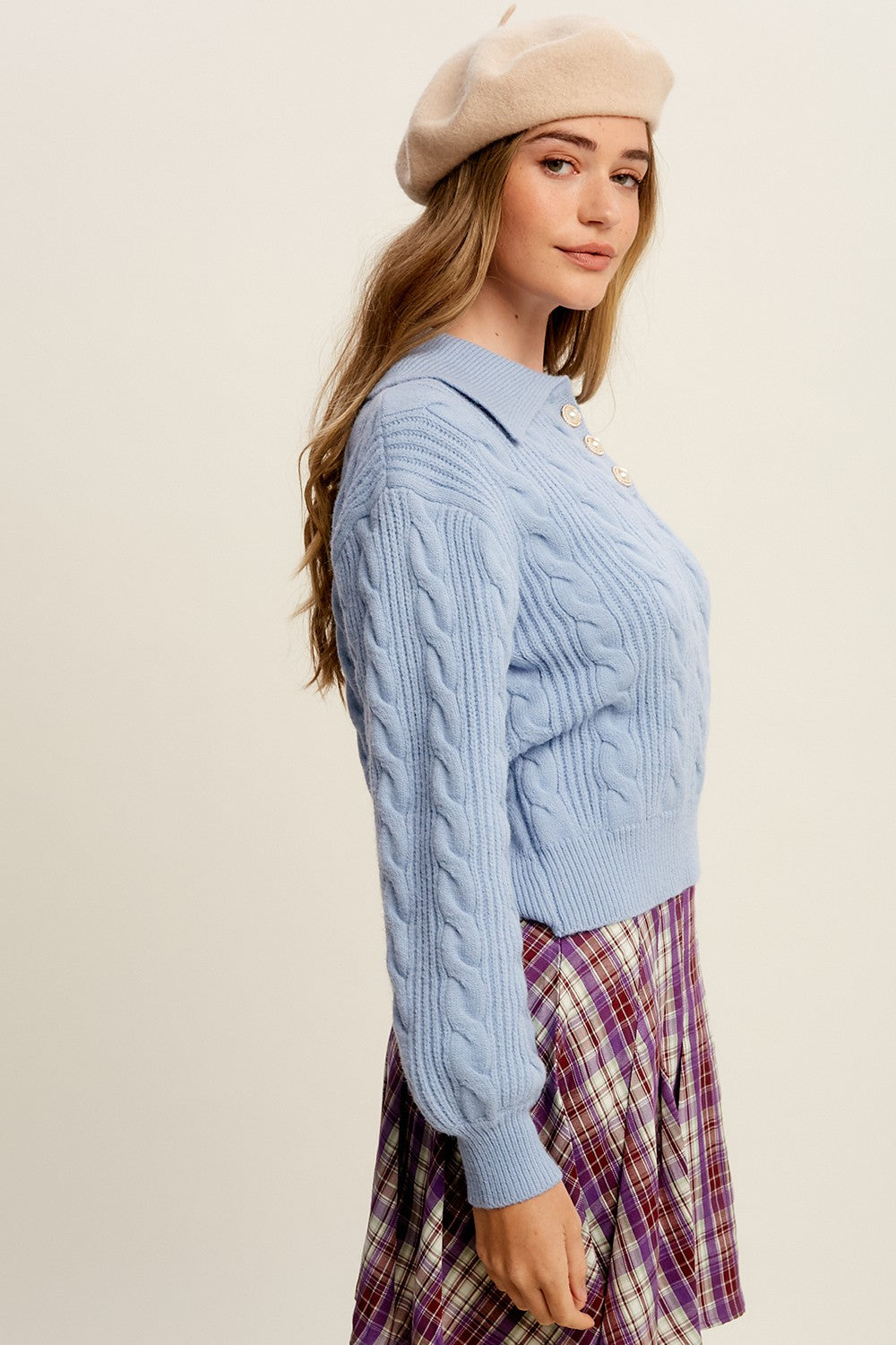 *OPTIMISM CableKnit Pearl Button Polo