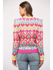 *SHIRELLE Heart Jacquard PuffSleeve Sweater Top