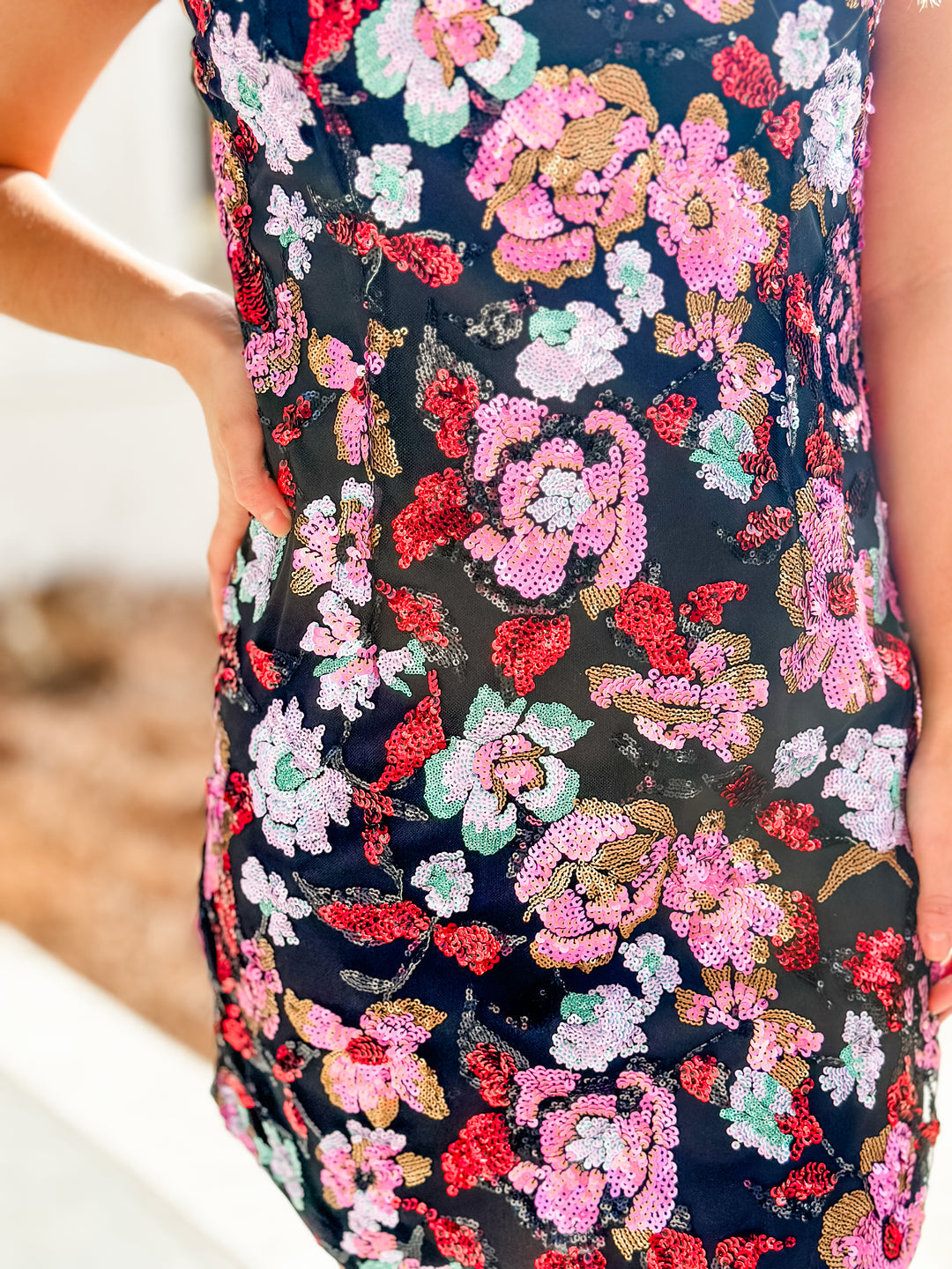 MARTYR Sequin Embellished Mesh High Neck Dress