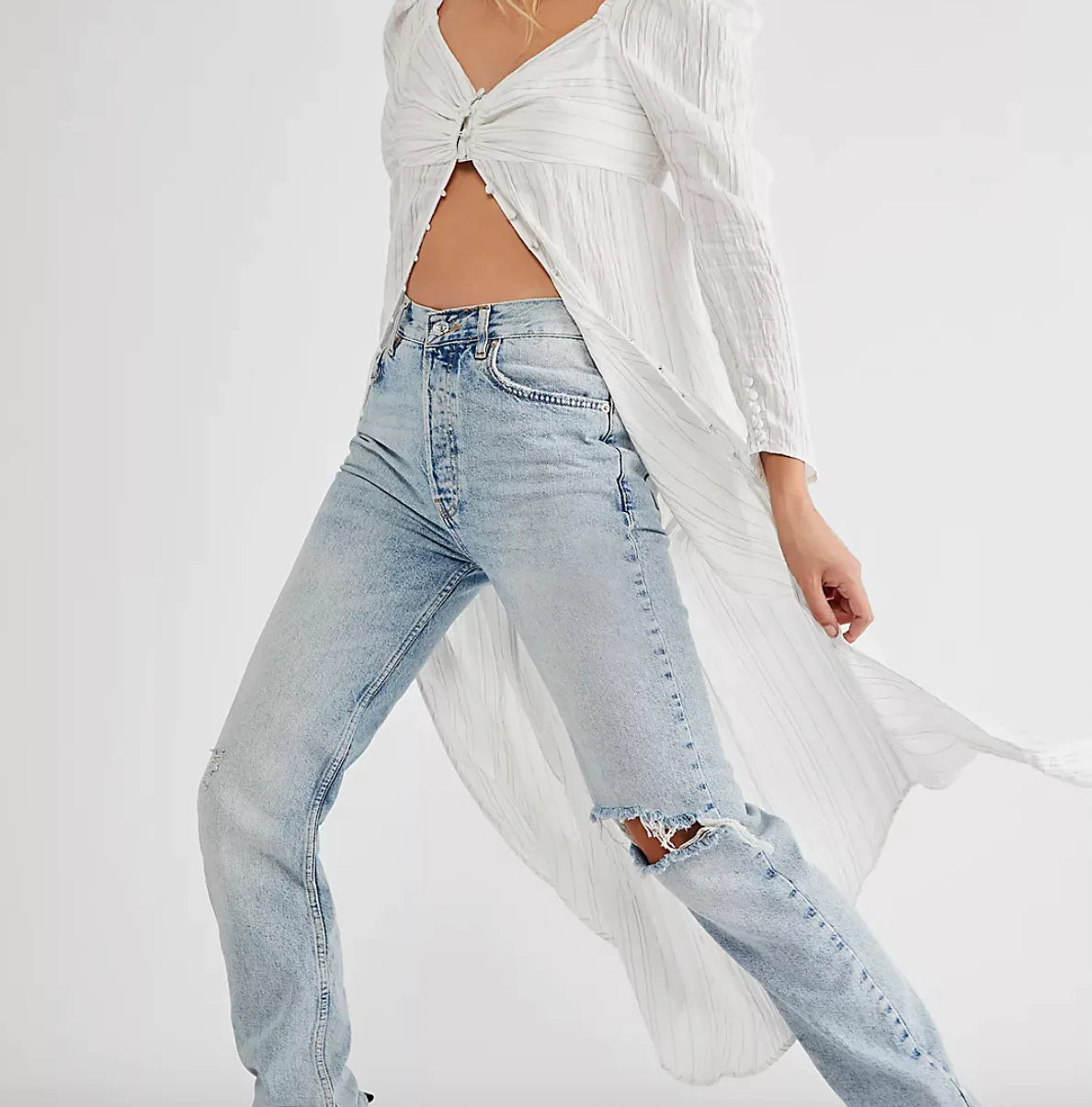 FREE PEOPLE ButtonDown LUNA Maxi Top