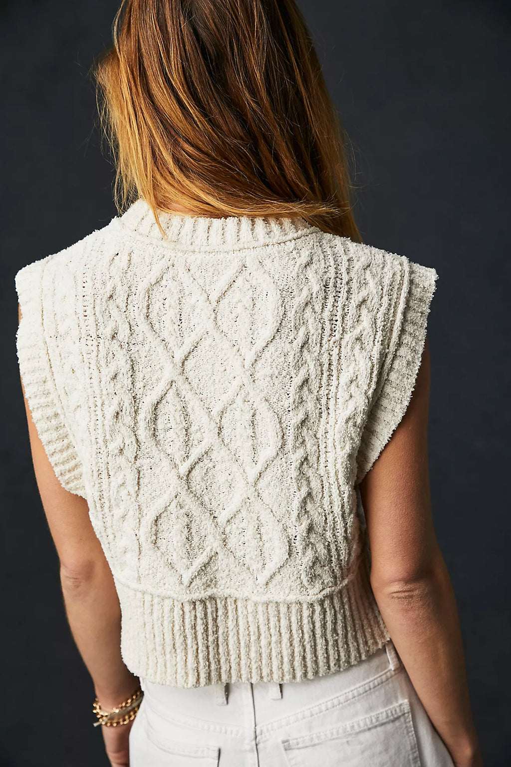 FREE PEOPLE Cable Knit ROWAN Sweater Vest Top