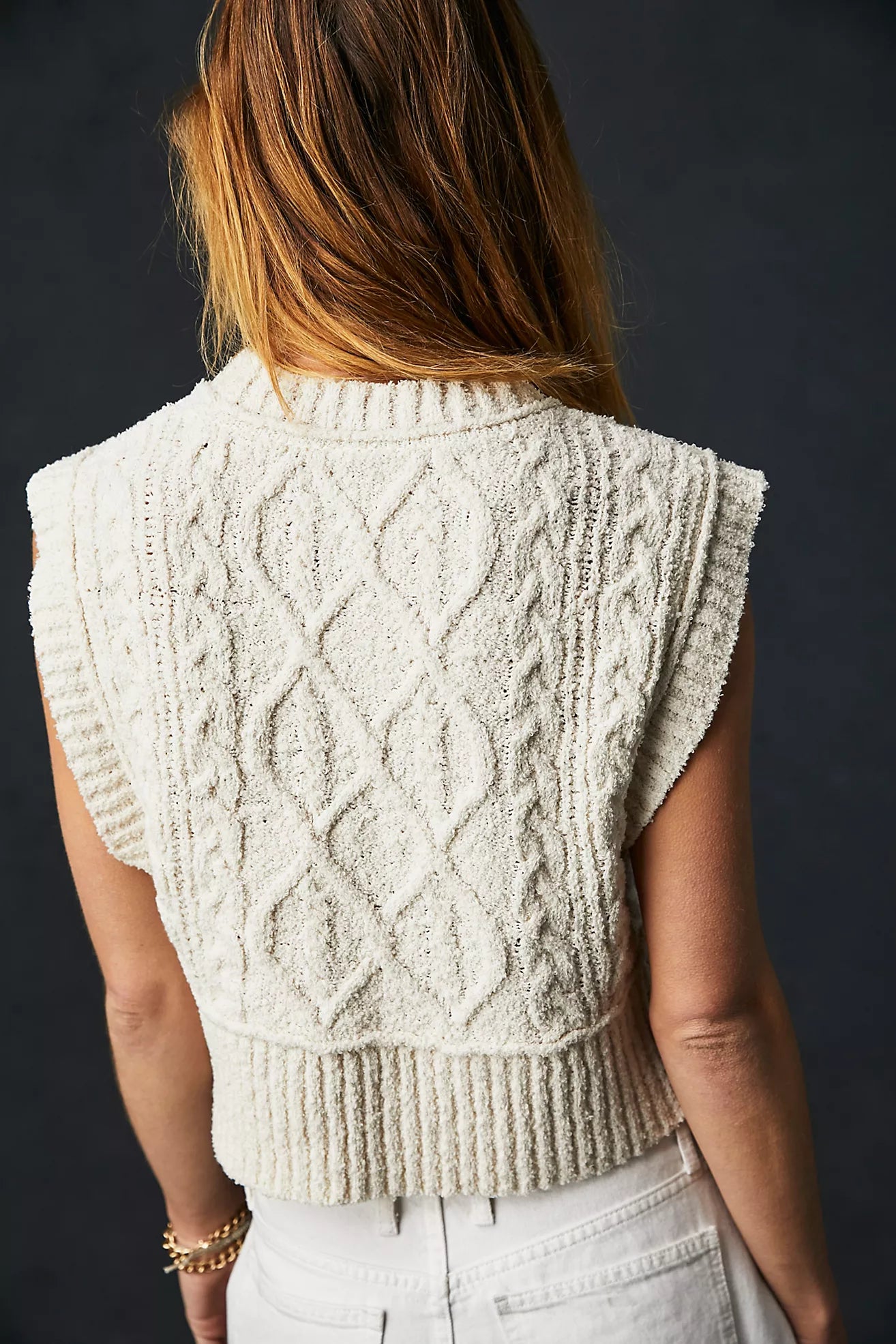 FREE PEOPLE Cable Knit ROWAN Sweater Vest Top
