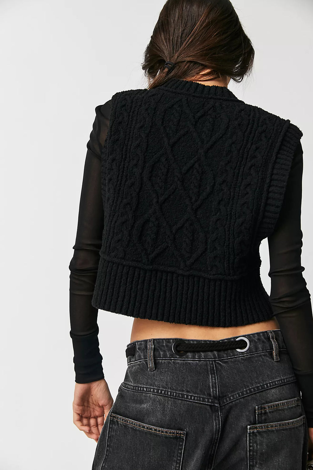 FREE PEOPLE Cable Knit ROWAN Sweater Vest Top