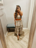 Aureum CELESTE Gingham Tiered Smock Midi Dress