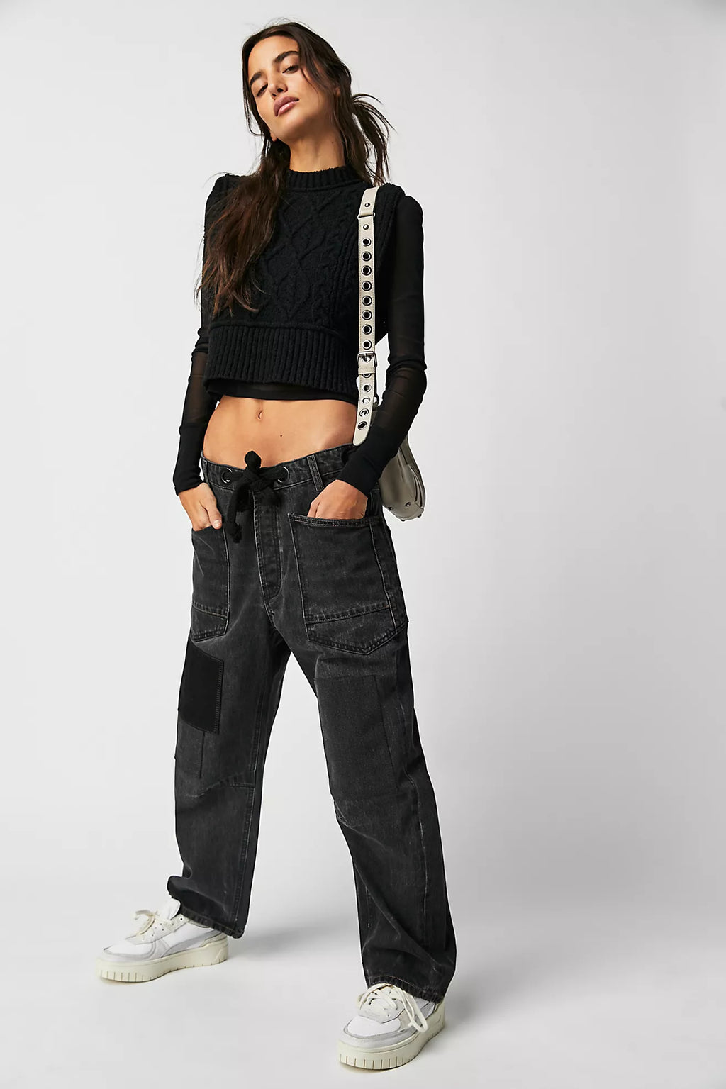 FREE PEOPLE Cable Knit ROWAN Sweater Vest Top