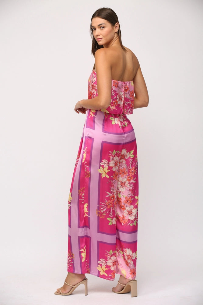 *PARADISE Floral BorderPrint Strapless Jumpsuit