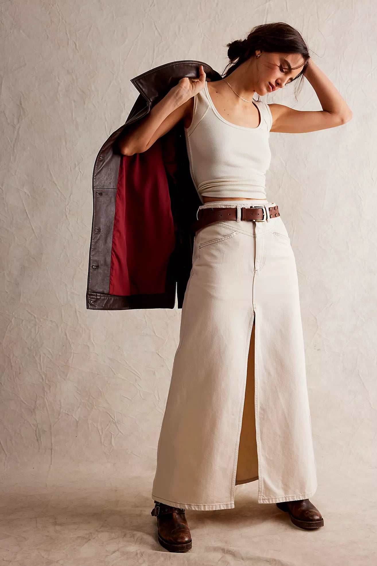 FREE PEOPLE Denim COME AS YOU ARE Maxi Skirt