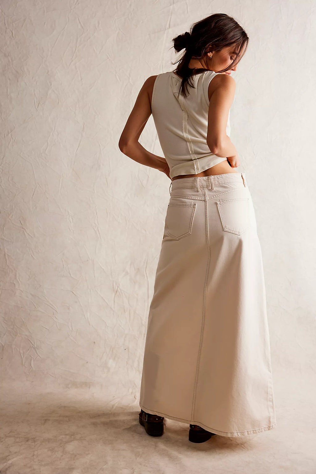 FREE PEOPLE Denim COME AS YOU ARE Maxi Skirt