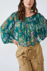 FREE PEOPLE Mesh Floral UP FOR ANYTHING Top