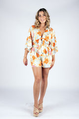 MEET ME IN SANTORINI Floral MOLLY TieBust Short Romper